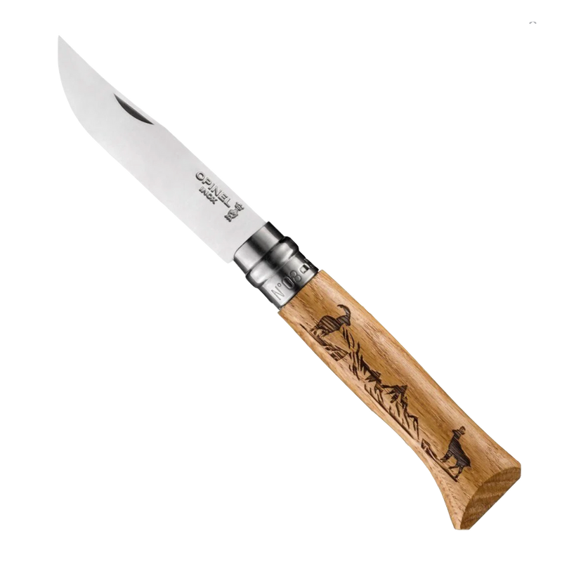 No.08 Oak Engraved Handle Folding Knife - Chamois